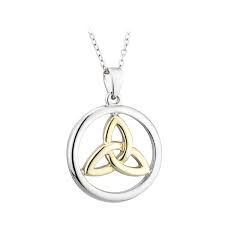Trinity knot two tone plated pendant