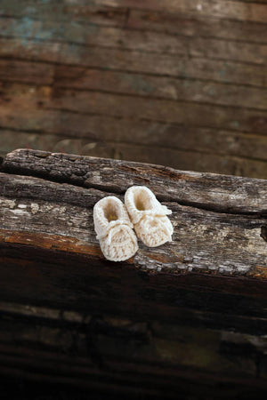Aran Baby Booties with Bow