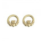 Claddagh Stud Earrings Dainty 18ct Gold Plated.