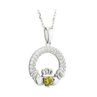 White gold claddagh online necklace