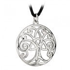 Tree of Life Pendant Rhodium Plated on a Leather Cord S44919