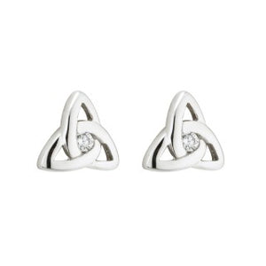 Acara Sterling Silver Trinity Knot Stud Earring with Crystal