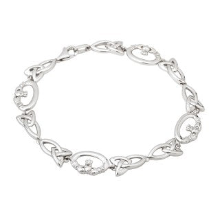 Sterling Silver Claddagh and Trinity Knot Bracelet s5748