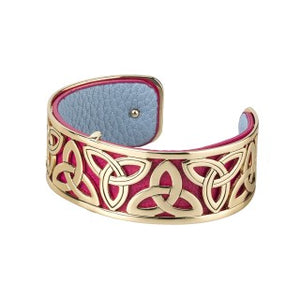 Trinity Knot Gold Plated and Leather Bangle