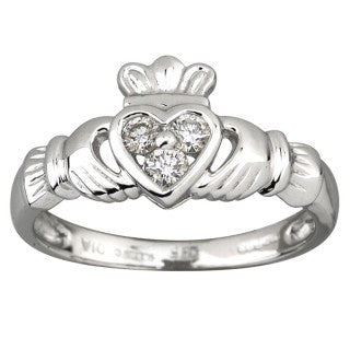 Claddagh Ring 14ct White Gold with Diamonds S2622