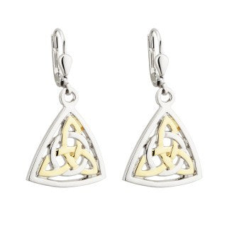 Trinity Knot Circle Drop Earrings 18ct Gold Plated Two Toned S33533