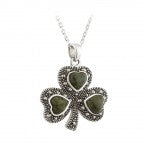 Shamrock Pendant Sterling Silver Marble and Marcasite  S45477