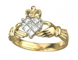 Claddagh Ring 14ct Yellow Gold with 8 Diamonds S2714