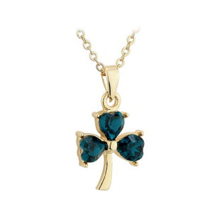 Shamrock Pendant 18ct Gold Plated with Green stone