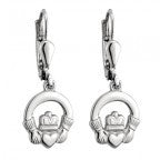 Sterling Silver Small Claddagh Drop Earrings