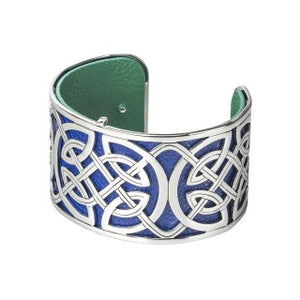 Celtic Knot Rhodium and Leather Bangle