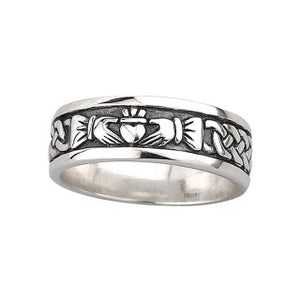 Claddagh Band Sterling Silver  Mens Ring.