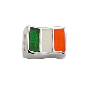 Charm Bead Irish Flag Tricoloured Enamel in Sterling Silver S80174