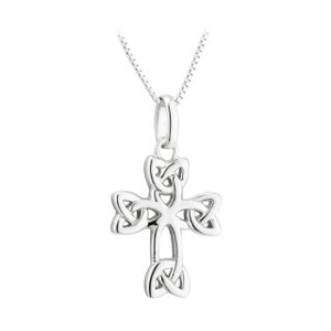 Acara Sterling Silver Trinity Knot Celtic Cross Pendant