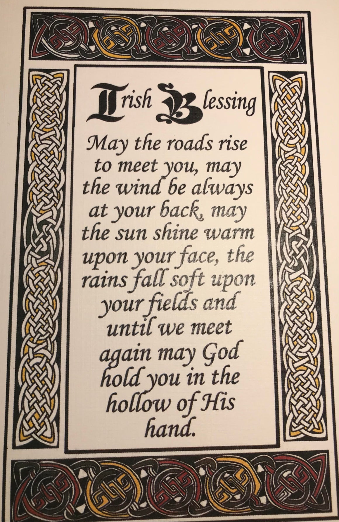 Irish Blessing parchment.